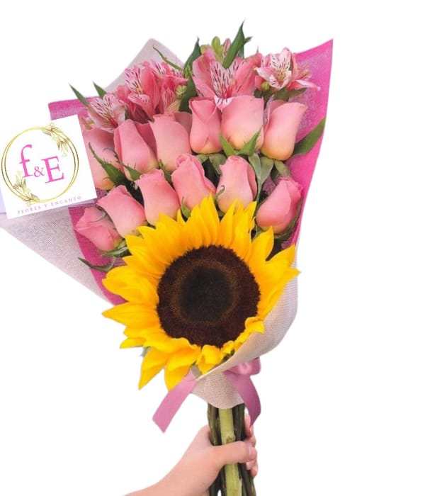 Un Sol entre Rosas Rosadas:Ramo Extendido