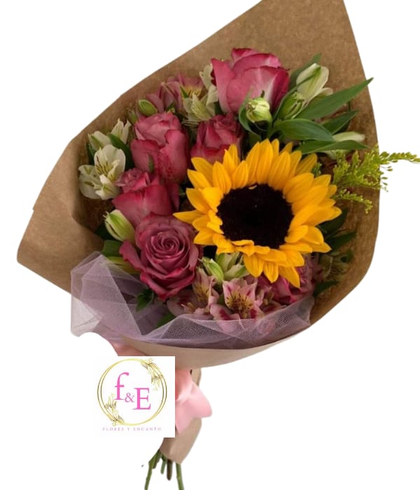 RAMO ROSAS Y GIRASOLES