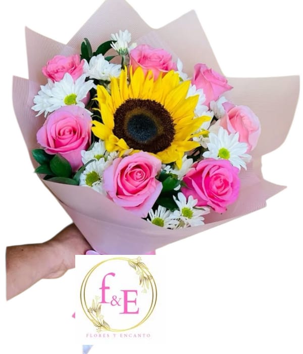 Ramo Destello Rosado con Girasol .