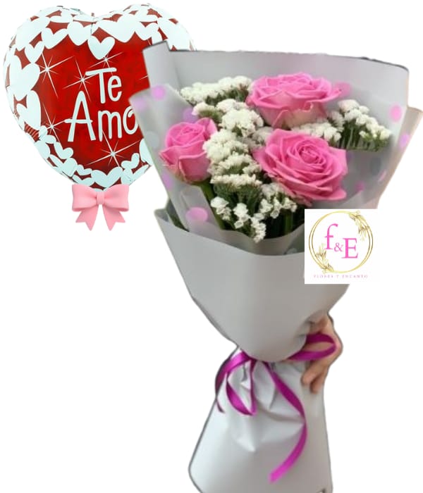 Ramo Trío de Amor y Globo.