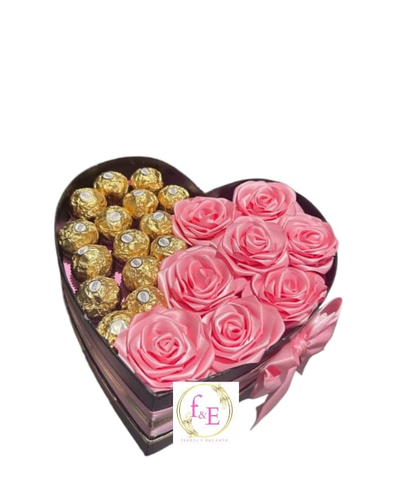 Box Corazón con Rosas de Jabón y Bombones