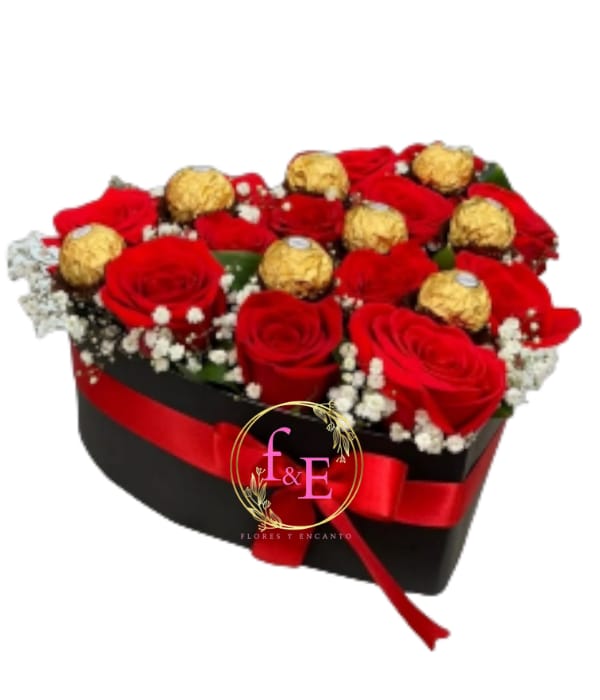 Corazón Dulce de Rosas y Bombones.