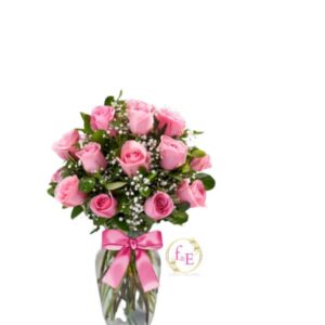 Florero de Rosas Rosadas, Dulce Encanto .