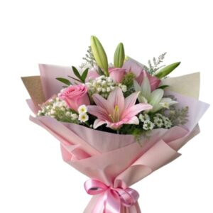 Ramo de Rosas Rosadas y Lilium en Armonía