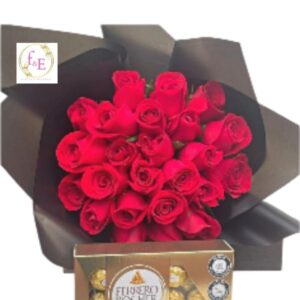 Ramo de Rosas Rojas y Bombones Ferrero.
