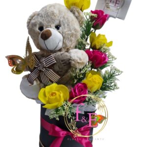 Box Redondo Luxury Rosas y Peluche.