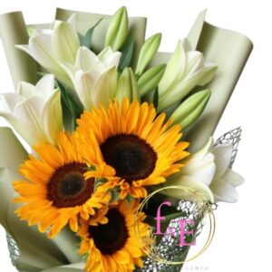 Ramo Premium de Lilium Blanco y Girasoles.