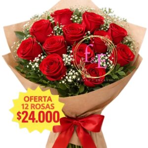 Oferta Especial Ramo de 12 Rosas Rojas.