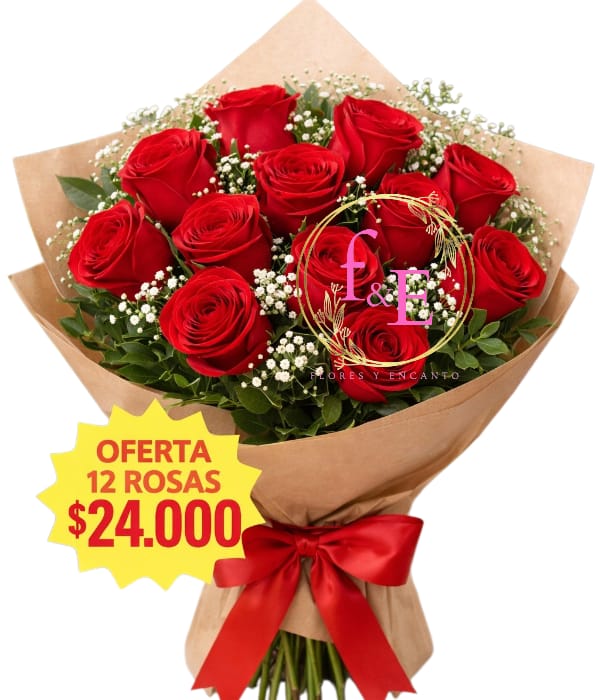 Oferta Especial Ramo de 12 Rosas Rojas.