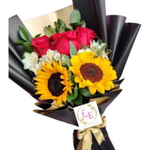 Ramo Intenso de Rosas, Astromelias y Girasoles.