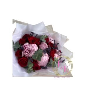 Ramo de Rosas Rojas y Peonías Rosadas
