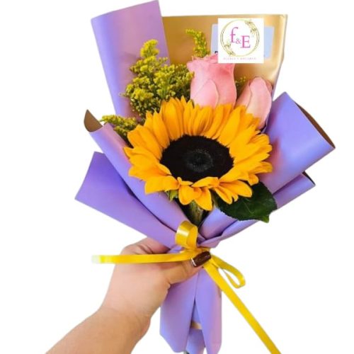 1 girasol 2 rosas