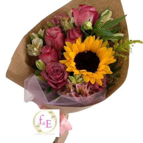 RAMO ROSAS Y GIRASOLES